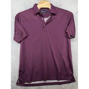 Donald Ross Sportswear Polo Shirt Red White Blue Stars USA Theme Golf Men's M